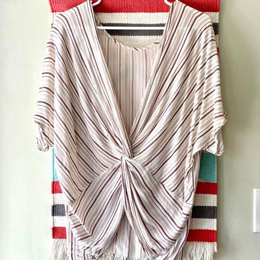 Final Touch striped red and white twist back top